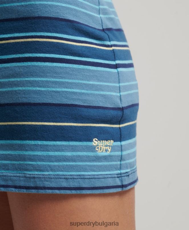 Superdry облекло N00H2431 кафяво Жени състезателна рокля с винтидж райе