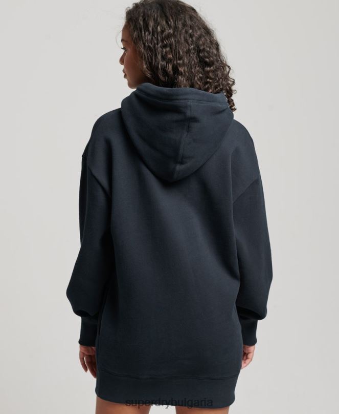 Superdry облекло N00H2432 военноморски флот Жени спортна рокля с ретро бродирано лого