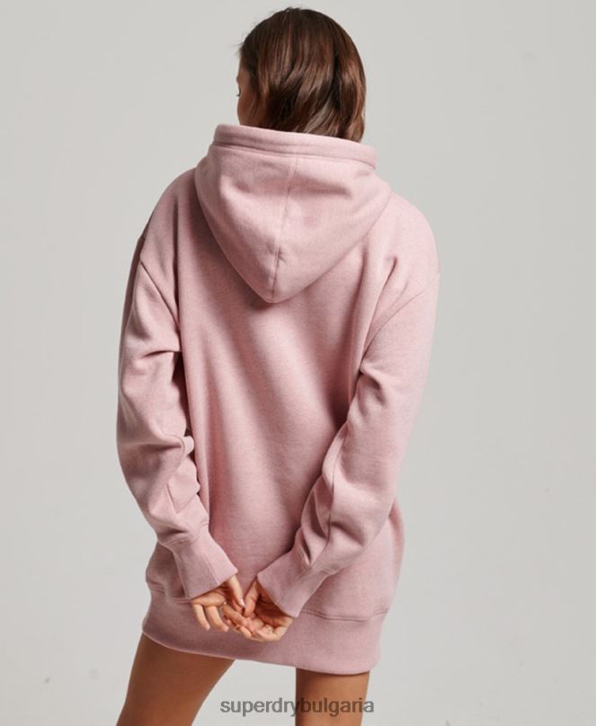Superdry облекло N00H2433 розово Жени спортна рокля с ретро бродирано лого