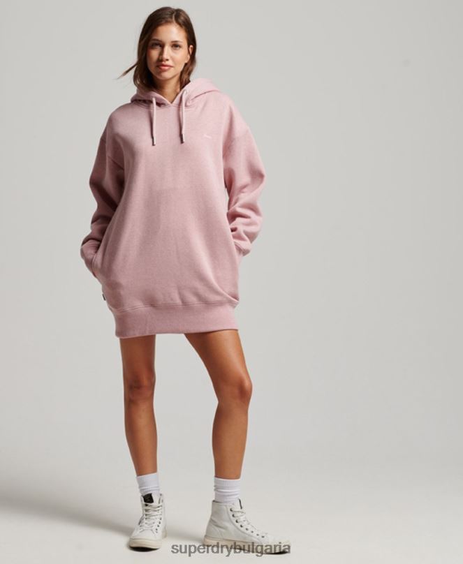 Superdry облекло N00H2433 розово Жени спортна рокля с ретро бродирано лого