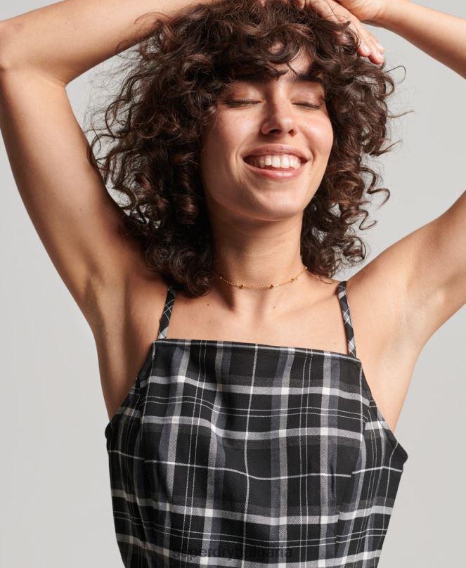 Superdry облекло N00H2435 черен Жени ретро карирана мини рокля