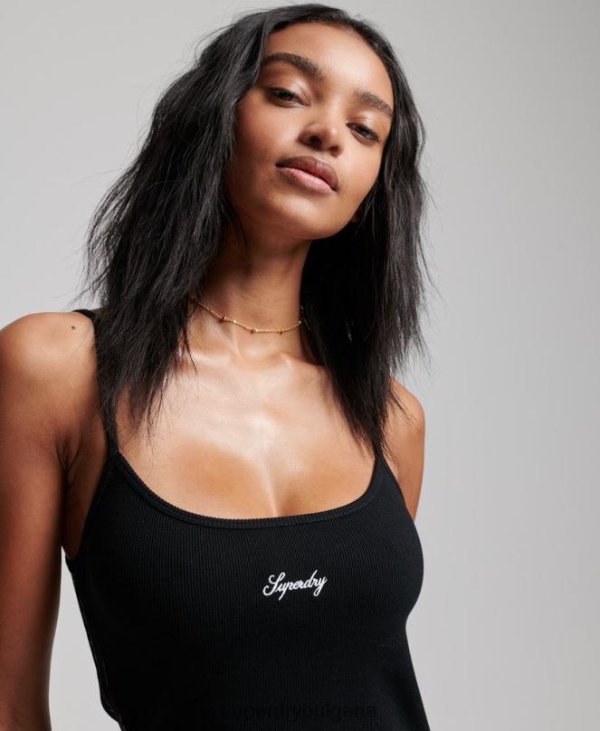 Superdry облекло N00H2436 черен Жени рокля с презрамки с лого