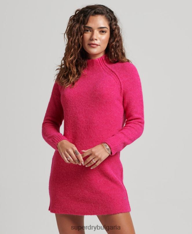 Superdry облекло N00H2440 розово Жени рокля с висока яка