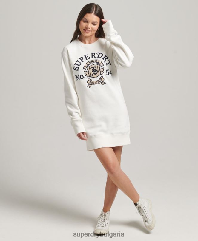 Superdry облекло N00H2457 бяло Жени гордост в крафт рокля с деколте