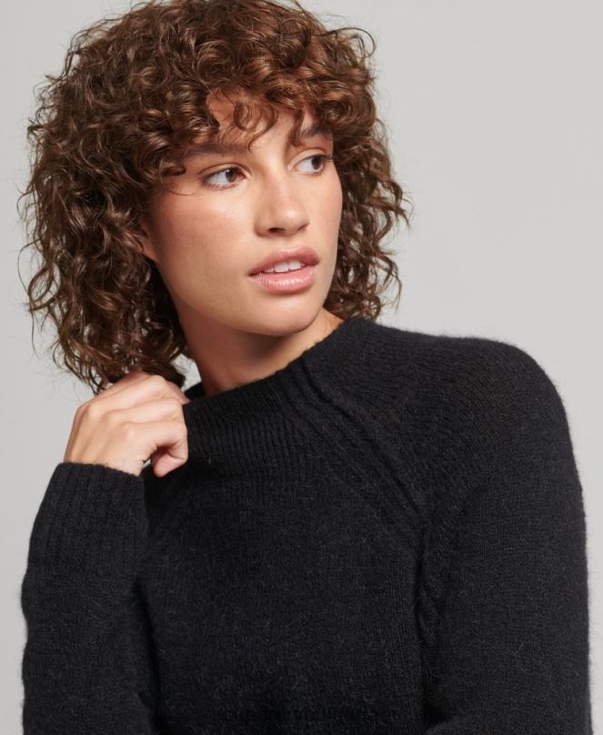Superdry облекло N00H2459 черен Жени рокля с висока яка
