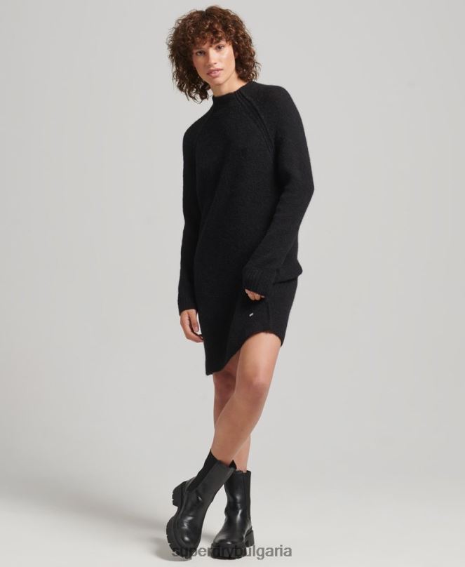 Superdry облекло N00H2459 черен Жени рокля с висока яка