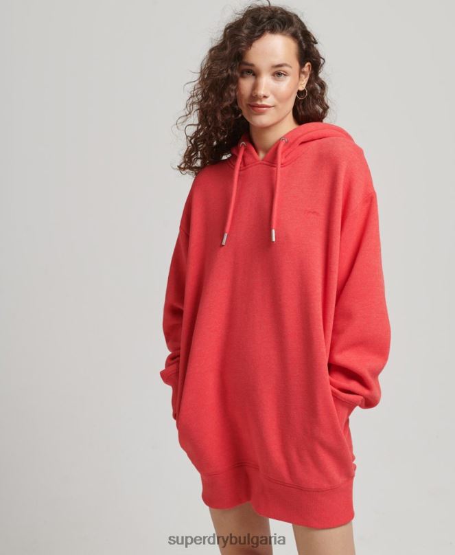 Superdry облекло N00H2462 червен Жени спортна рокля с бродирано лого от органичен памук