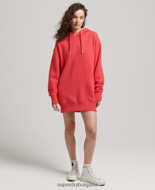 Superdry облекло N00H2462 червен Жени спортна рокля с бродирано лого от органичен памук