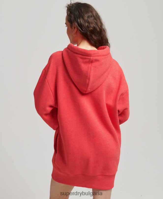 Superdry облекло N00H2462 червен Жени спортна рокля с бродирано лого от органичен памук