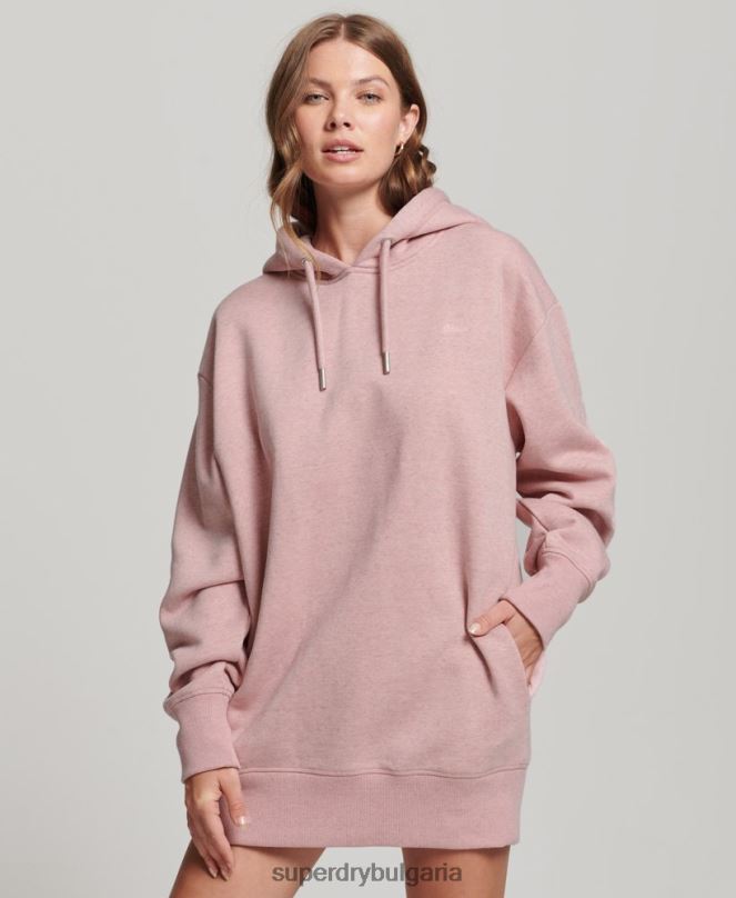 Superdry облекло N00H2463 розово Жени спортна рокля с бродирано лого от органичен памук