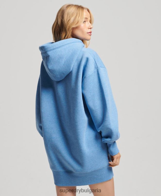 Superdry облекло N00H2464 син Жени спортна рокля с бродирано лого от органичен памук