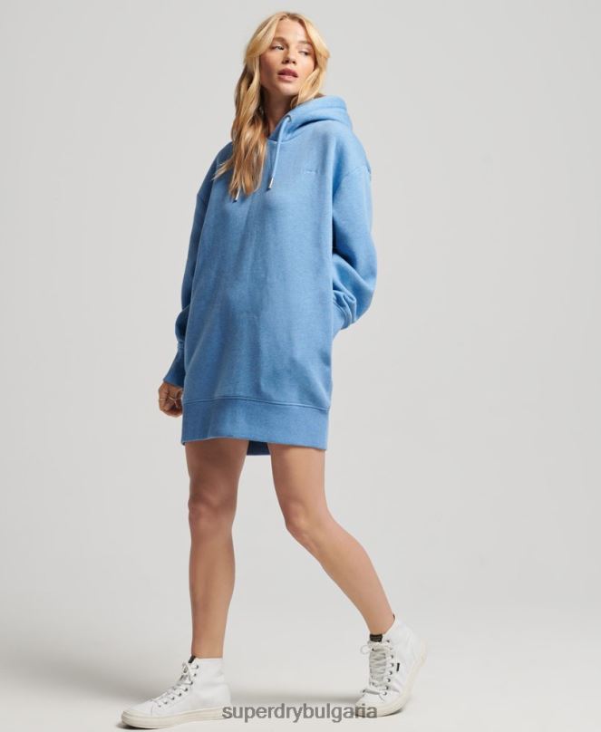 Superdry облекло N00H2464 син Жени спортна рокля с бродирано лого от органичен памук