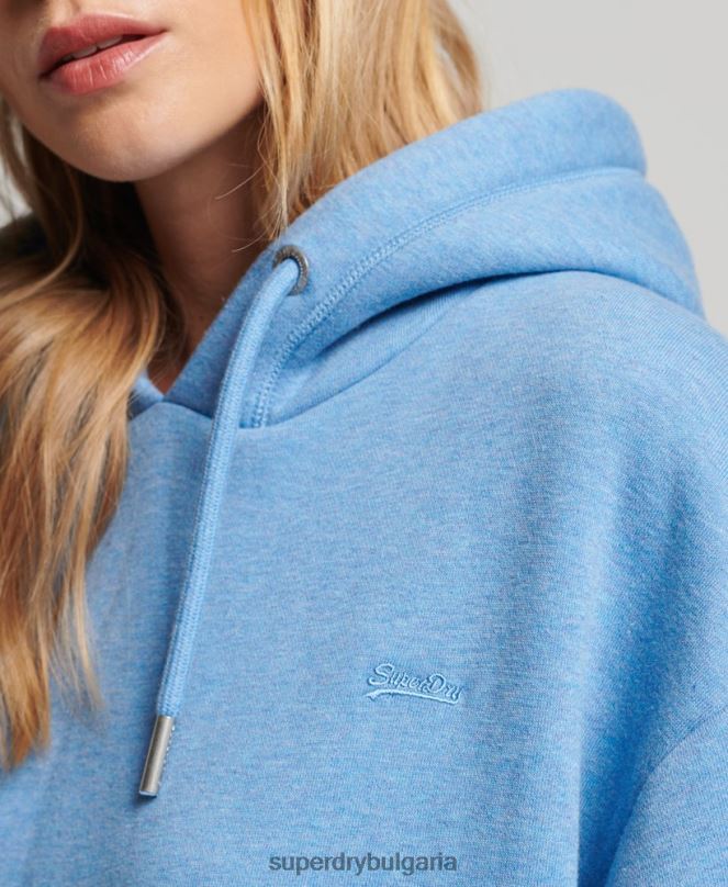 Superdry облекло N00H2464 син Жени спортна рокля с бродирано лого от органичен памук