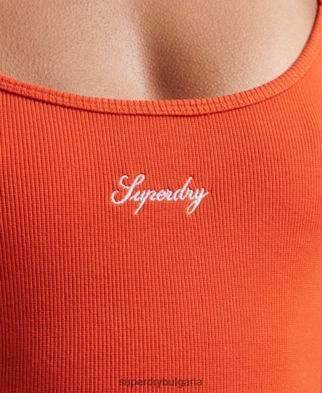 Superdry облекло N00H2471 оранжево Жени рокля с презрамки с лого