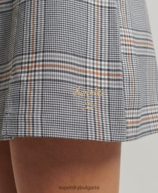 Superdry облекло N00H2475 сиво Жени ретро карирана мини рокля