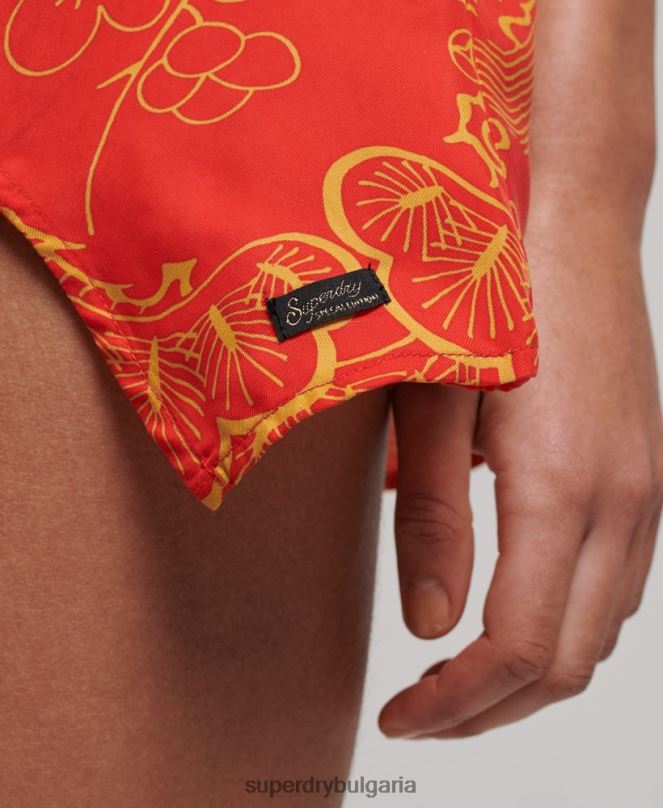 Superdry облекло N00H2478 червен Жени мини рокля с щампа