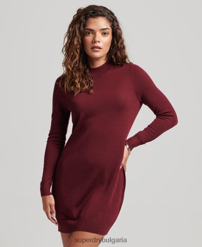 Superdry облекло N00H2483 червен Жени мериносова плетена рокля