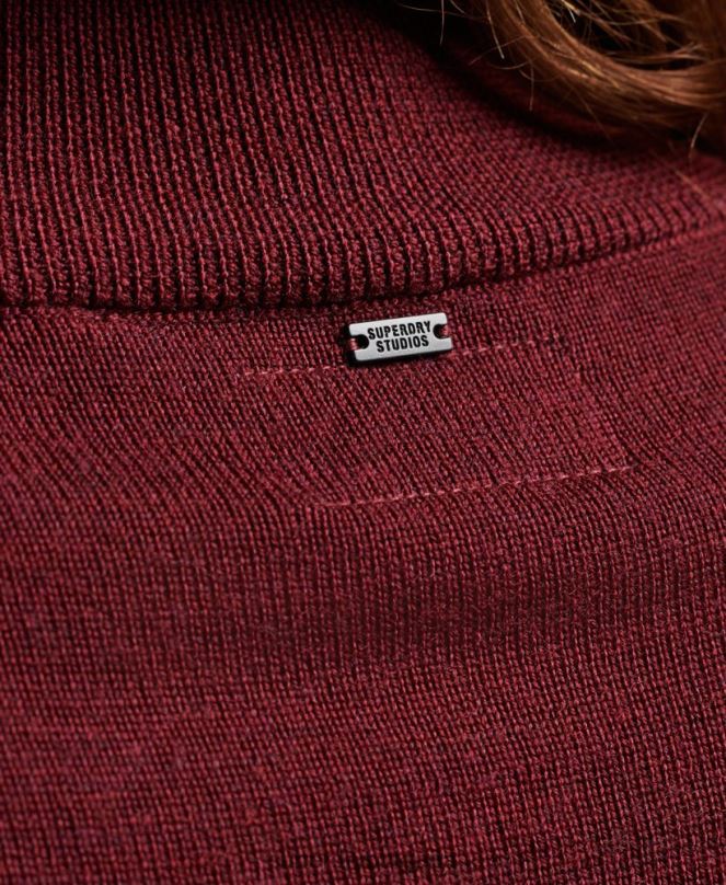 Superdry облекло N00H2483 червен Жени мериносова плетена рокля