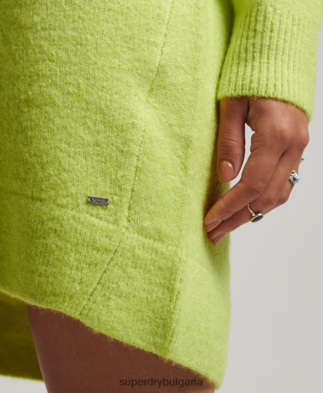Superdry облекло N00H2488 зелено Жени плетена рокля с v-образно деколте