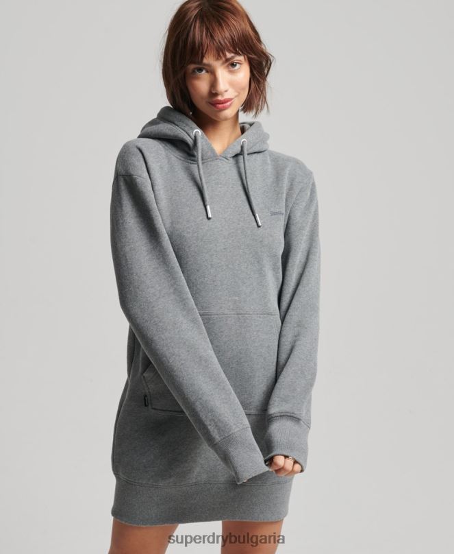 Superdry облекло N00H2494 сиво Жени ретро рокля с качулка с бродирано лого