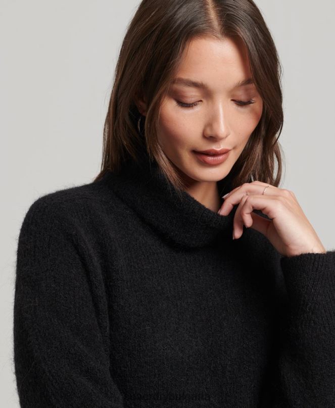 Superdry облекло N00H2495 черен Жени плетена ролкова рокля с деколте