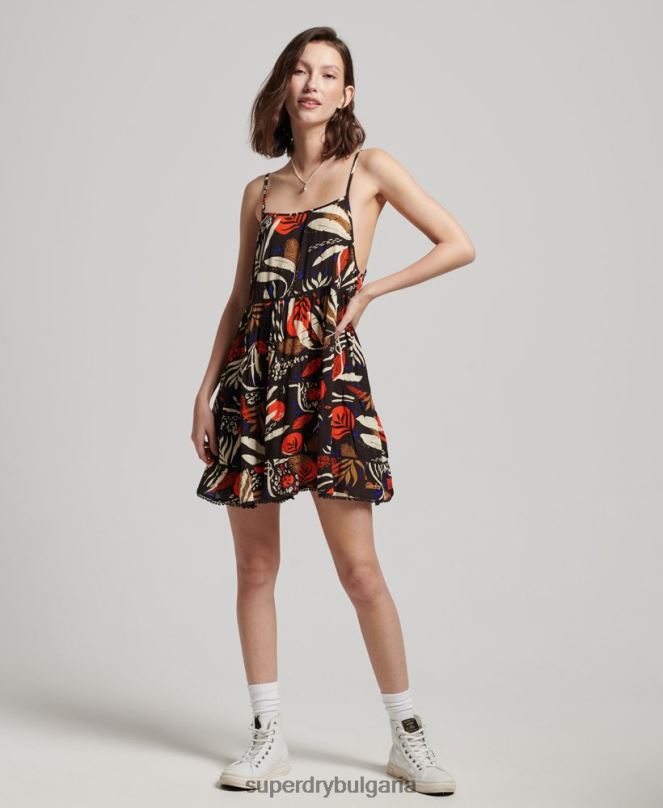 Superdry облекло N00H2504 кафяво Жени мини плажна ками рокля
