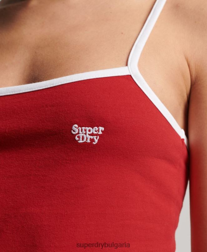 Superdry облекло N00H2507 червен Жени ретро рокля от трико