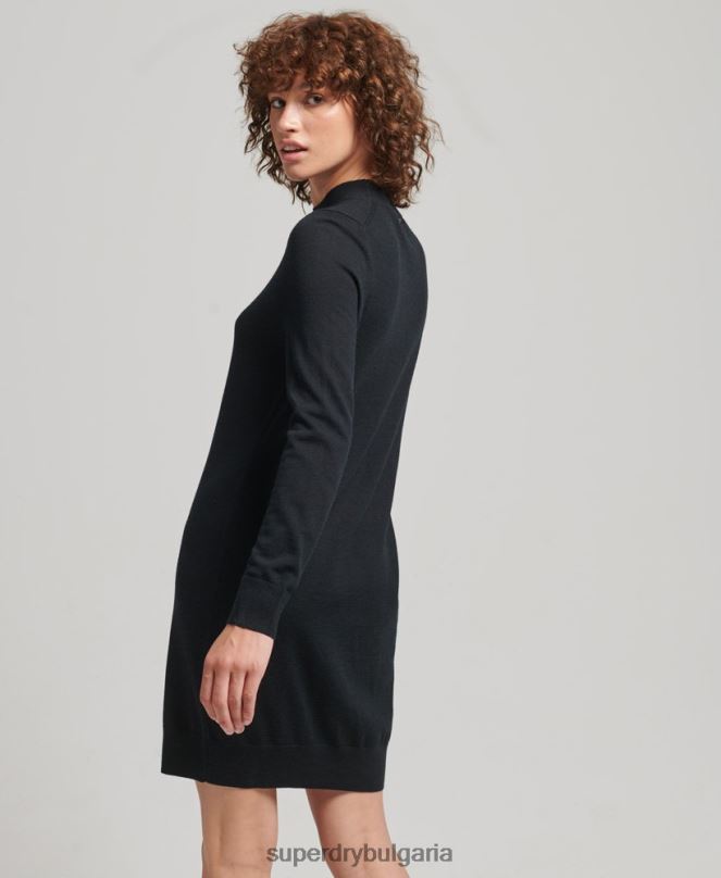 Superdry облекло N00H2508 черен Жени мериносова плетена рокля