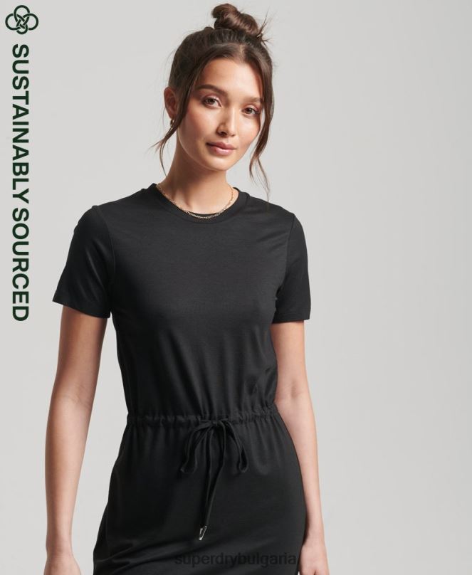 Superdry облекло N00H2511 черен Жени тениска с шнурове