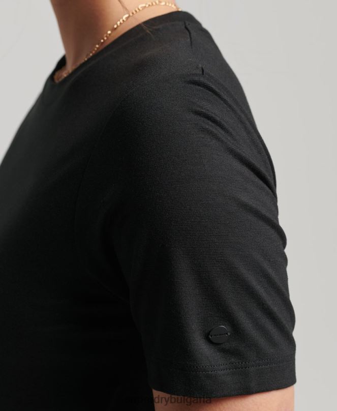 Superdry облекло N00H2511 черен Жени тениска с шнурове