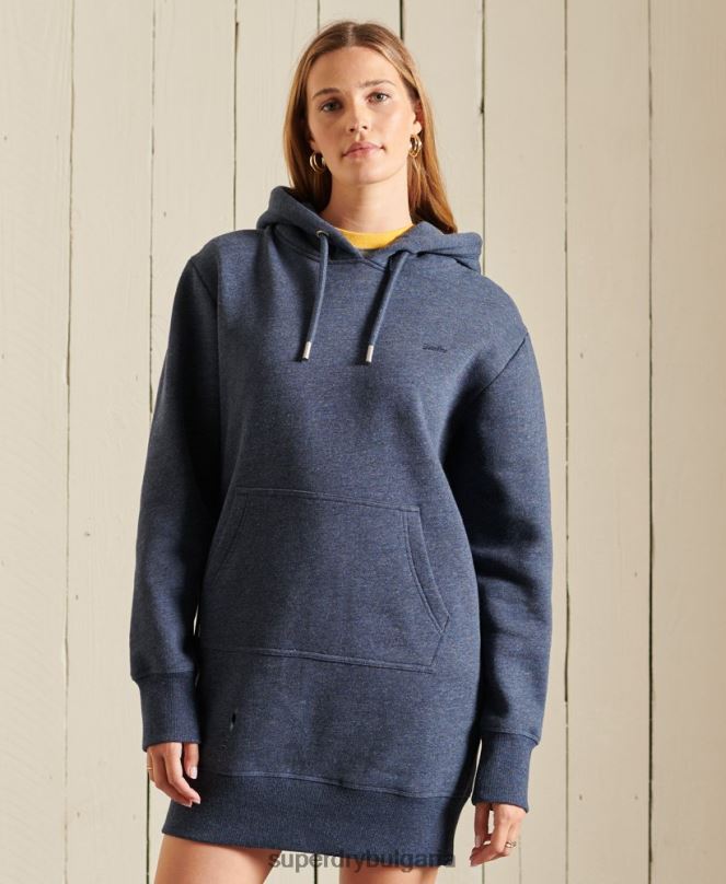 Superdry облекло N00H2516 военноморски флот Жени ретро рокля с качулка с бродирано лого