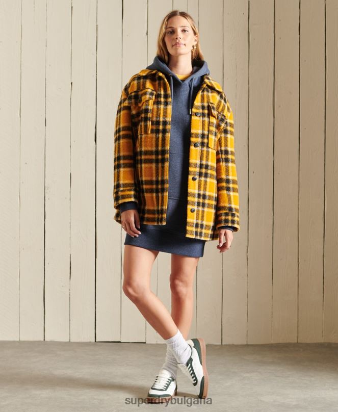 Superdry облекло N00H2516 военноморски флот Жени ретро рокля с качулка с бродирано лого