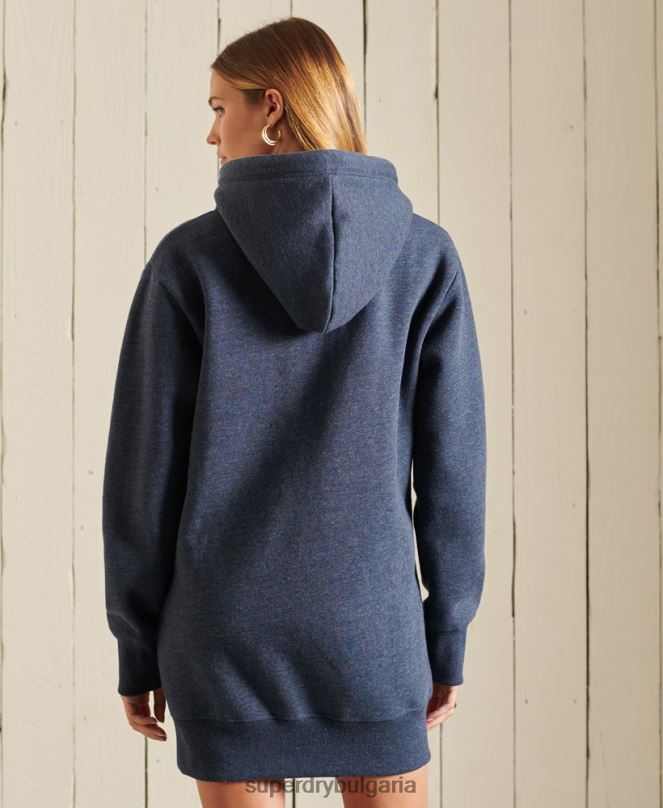 Superdry облекло N00H2516 военноморски флот Жени ретро рокля с качулка с бродирано лого