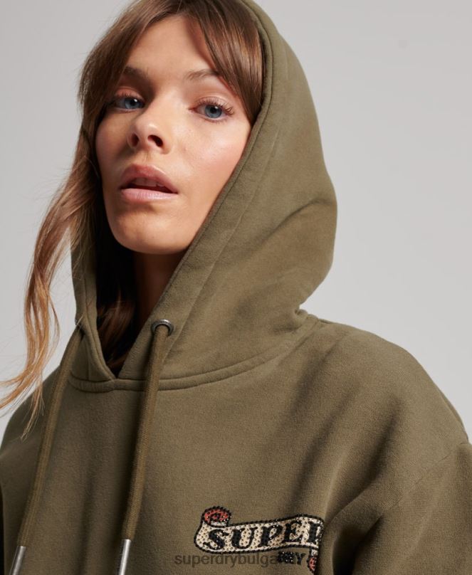 Superdry облекло N00H2517 зелено Жени суичър с татуировка