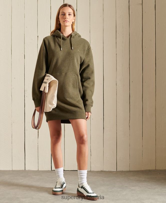 Superdry облекло N00H2521 каки Жени ретро рокля с качулка с бродирано лого