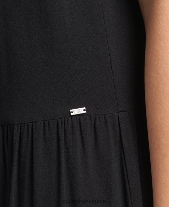 Superdry облекло N00H2525 черен Жени студийна тъкана макси рокля