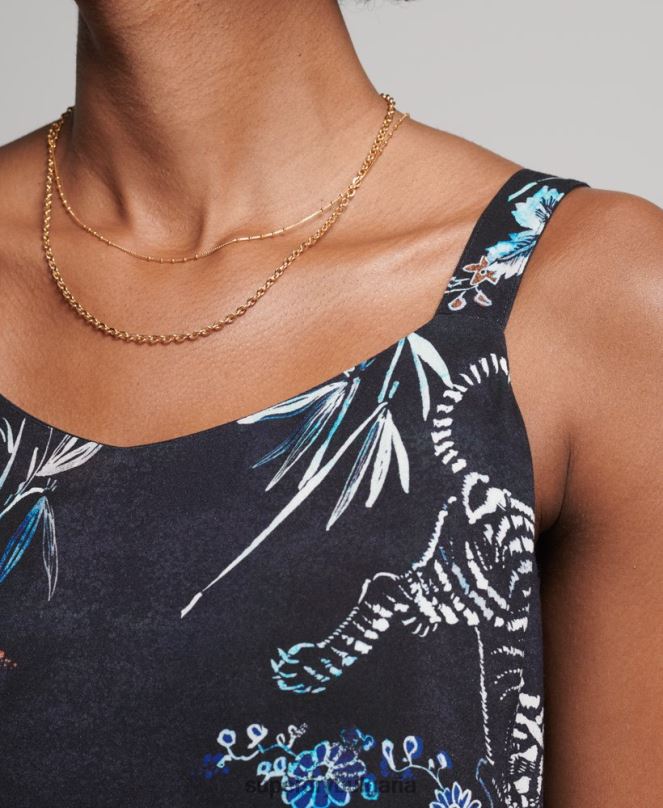 Superdry облекло N00H2528 военноморски флот Жени студийна тъкана макси рокля