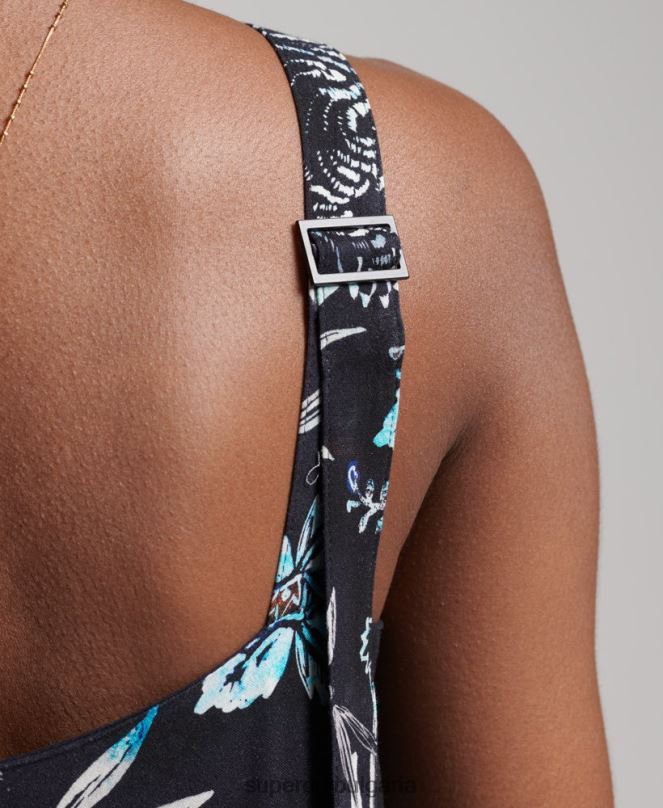 Superdry облекло N00H2528 военноморски флот Жени студийна тъкана макси рокля