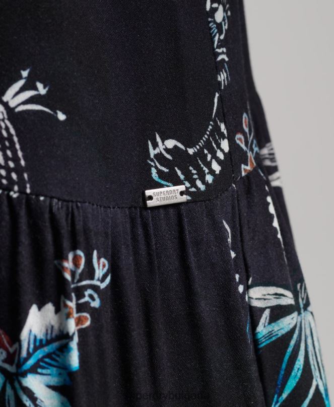 Superdry облекло N00H2528 военноморски флот Жени студийна тъкана макси рокля
