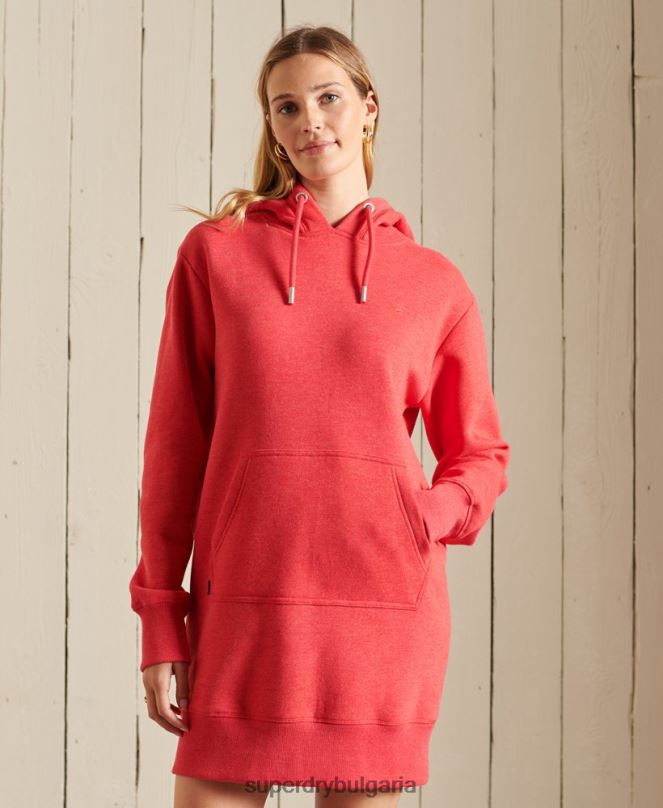 Superdry облекло N00H2540 червен Жени ретро рокля с качулка с бродирано лого