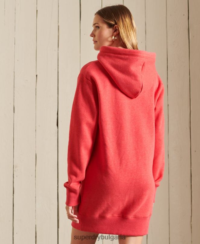 Superdry облекло N00H2540 червен Жени ретро рокля с качулка с бродирано лого