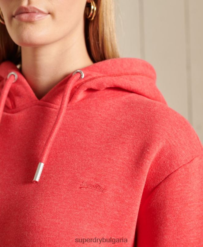 Superdry облекло N00H2540 червен Жени ретро рокля с качулка с бродирано лого