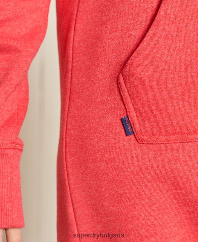 Superdry облекло N00H2540 червен Жени ретро рокля с качулка с бродирано лого