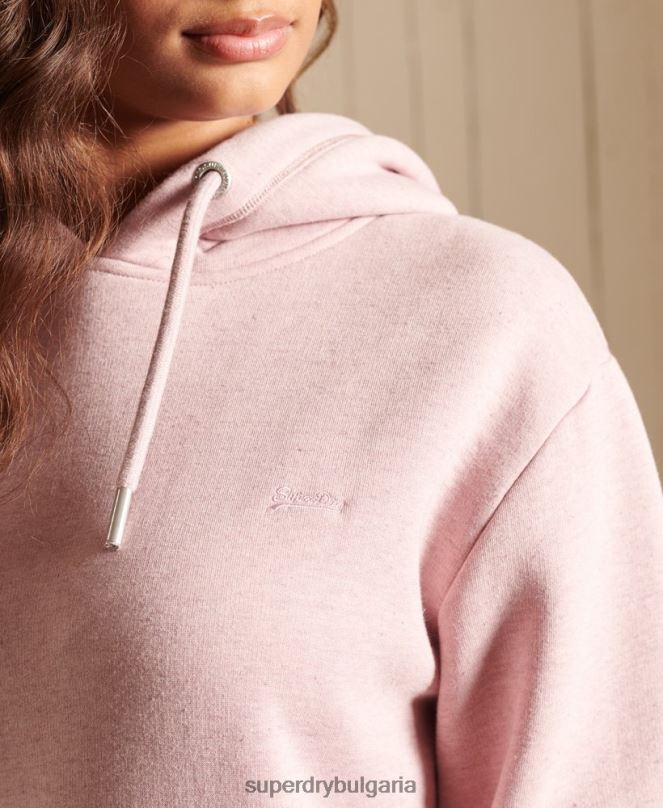 Superdry облекло N00H2541 розово Жени ретро рокля с качулка с бродирано лого