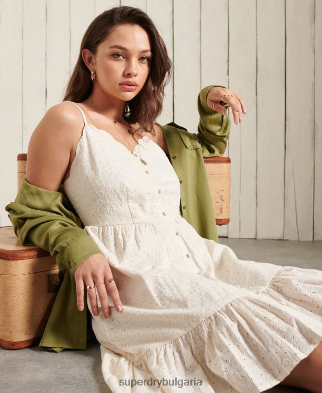 Superdry облекло N00H2544 сметана Жени мини рокля broderie