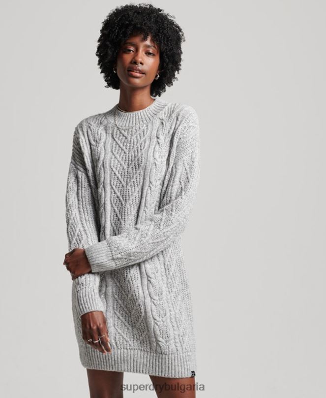 Superdry облекло N00H2548 сиво Жени трикотажна рокля florence кабел