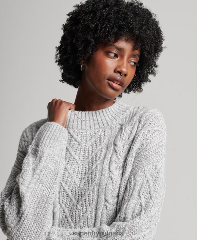 Superdry облекло N00H2548 сиво Жени трикотажна рокля florence кабел