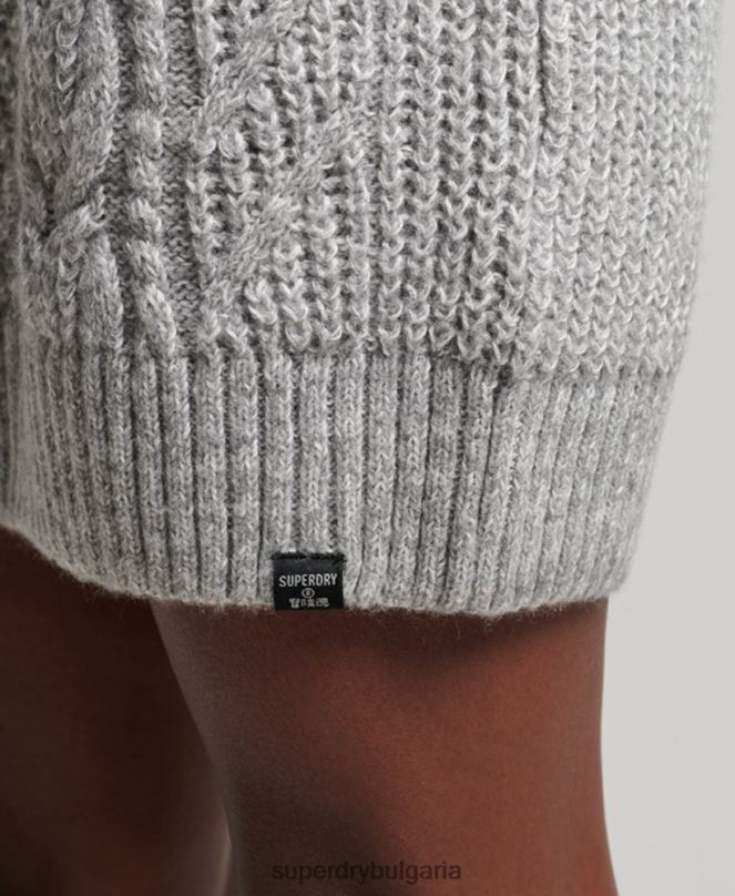 Superdry облекло N00H2548 сиво Жени трикотажна рокля florence кабел