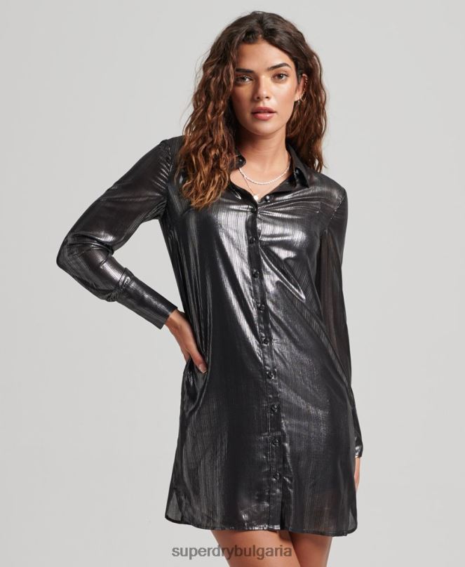 Superdry облекло N00H2551 черен Жени блестяща рокля с риза