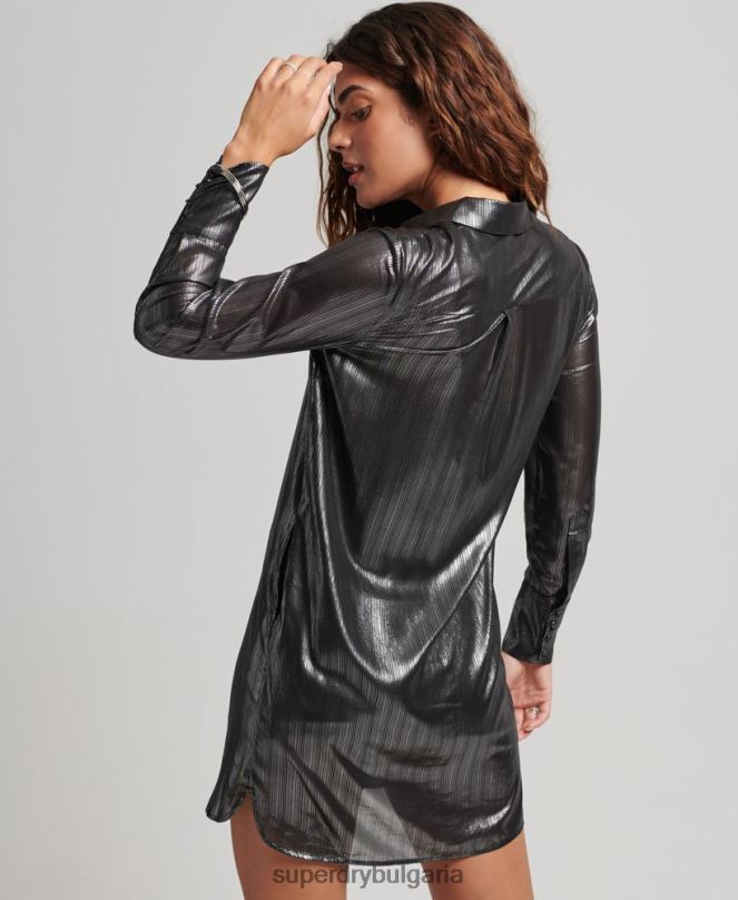 Superdry облекло N00H2551 черен Жени блестяща рокля с риза